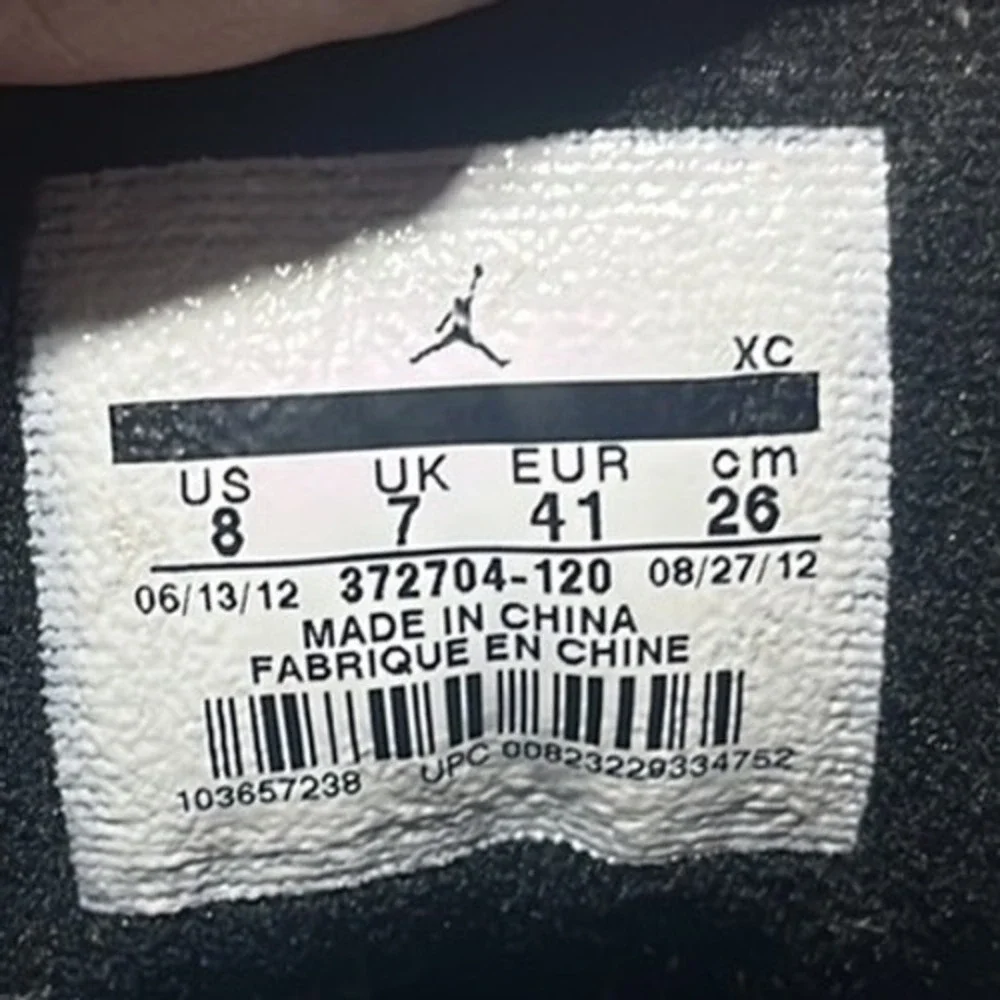 Jordan Flight 23 White Stealth Black Speckled Mid Top Sneakers 372704-120 Mens 8